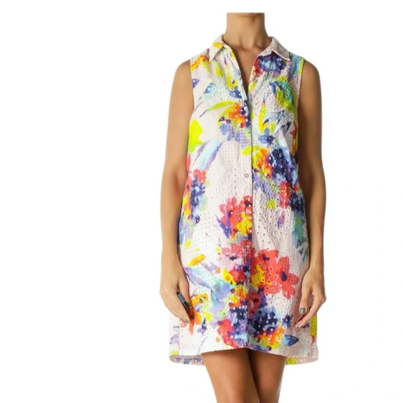 Trina Turk NWT Floral Print Eyelet Dress Womens Size 12 brand new - Picture 5 of 14